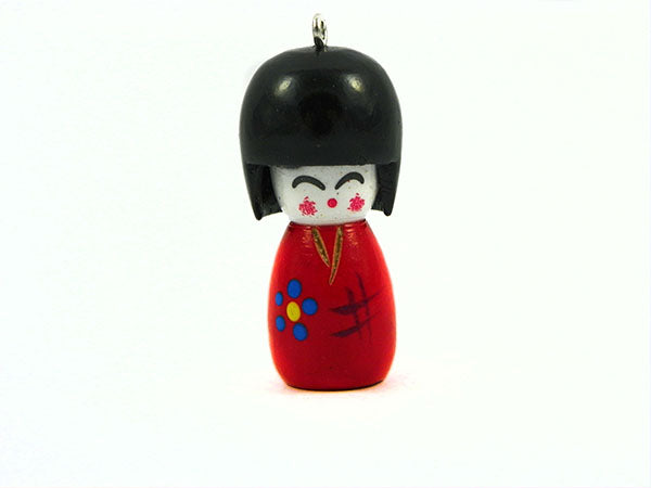 Pendentif poupée japonaise en bois - Rouge - x 1 Ma Boutique de Perles