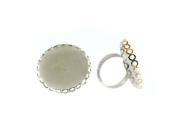 Bague réglable pour cabochon 25 mm - Argenté - x 1 Ma Boutique de Perles