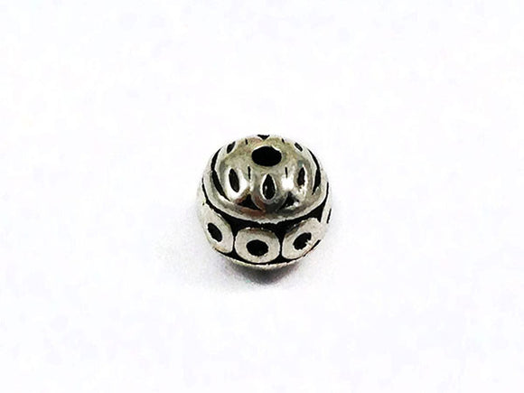 Perles rondes - 8 mm - Argenté vieilli - x 4