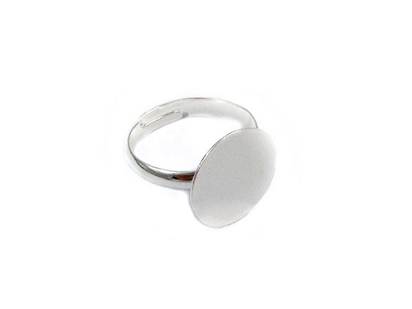 Bague réglable support à coller - Plateau 14 mm - Argenté - x 1 Ma Boutique de Perles