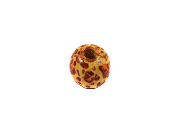 Perles en bois décoré - 16 mm - Motif girafe - x 8