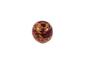 Perles en bois décoré - 16 mm - Motif arabesque - x 8