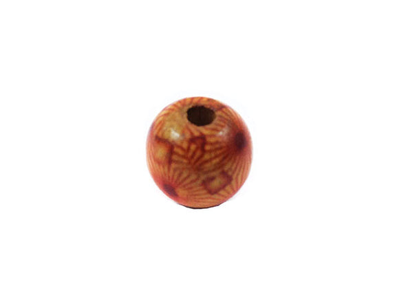 Perles en bois décoré - 16 mm - Motif soleil - x 8