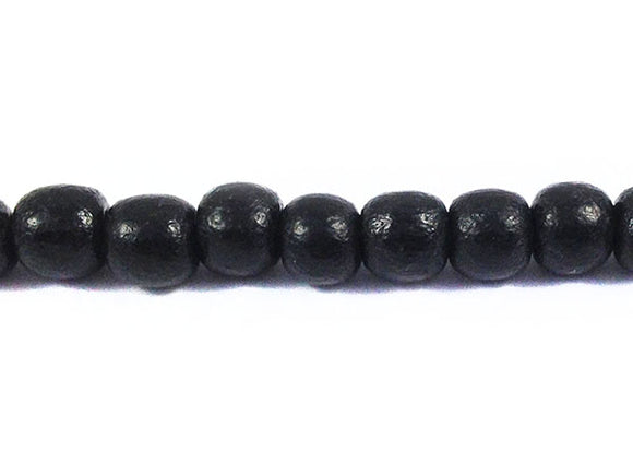 Perles en bois - Noir mat - 6 mm - x 12