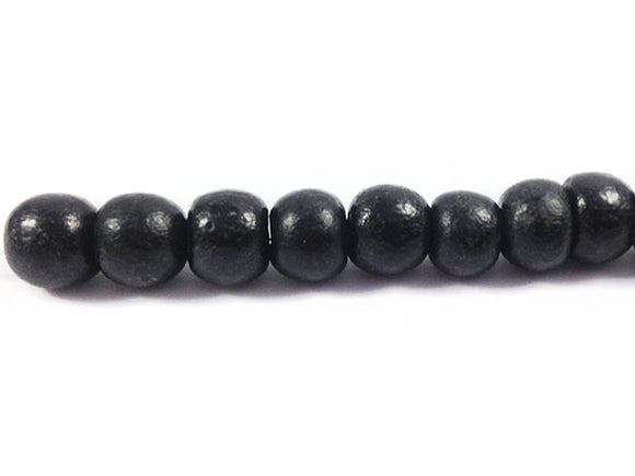 Perles en bois - Noir mat - 8 mm - x 10
