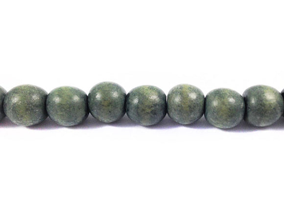 Perles en bois - Gris vert mat - 8 mm - x 10