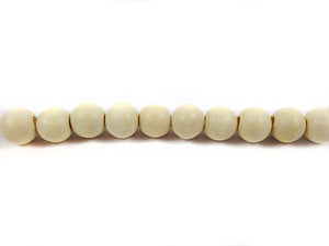 Perles en bois - Blanc mat - 8 mm - x 10