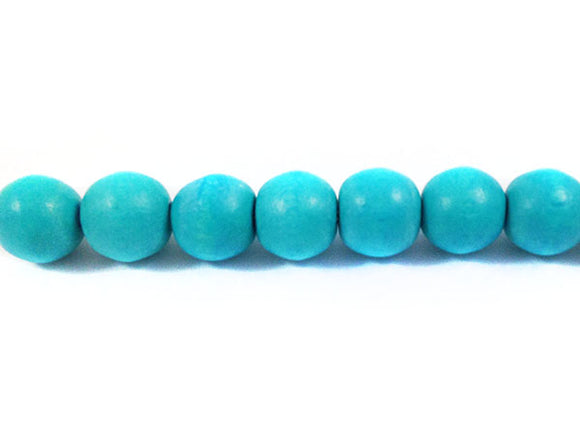 Perles en bois - Turquoise mat - 8 mm - x 10