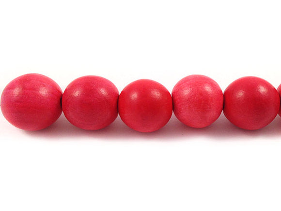 Perles en bois - Rouge mat - 15 mm - x 4