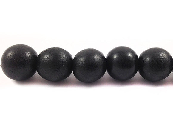 Perles en bois - Noir mat - 15 mm - x 4