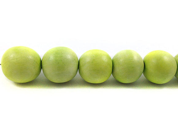 Perles en bois - Vert pomme mat - 15 mm - x 4