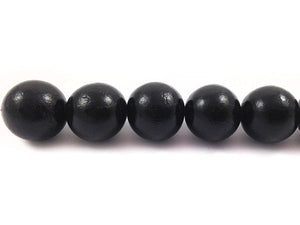 Perles en bois - Noir brillant - 15 mm - x 4