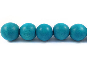 Perles en bois - Turquoise mat - 15 mm - x 4