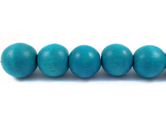 Perles en bois - Turquoise mat - 15 mm - x 4