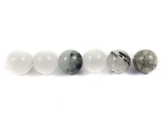 Quartz rutile - Perles rondes - 8 mm - Noir - x 6  Ma Boutique de Perles