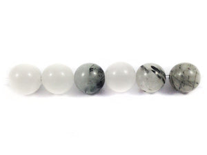 Quartz rutile - Perles rondes - 8 mm - Noir - x 6