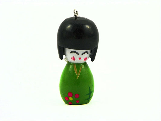 Pendentif poupée japonaise en bois - Vert - x 1  Ma Boutique de Perles