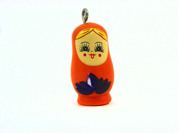 Pendentif poupée Matriochka en bois - Orange - x 1  Ma Boutique de Perles
