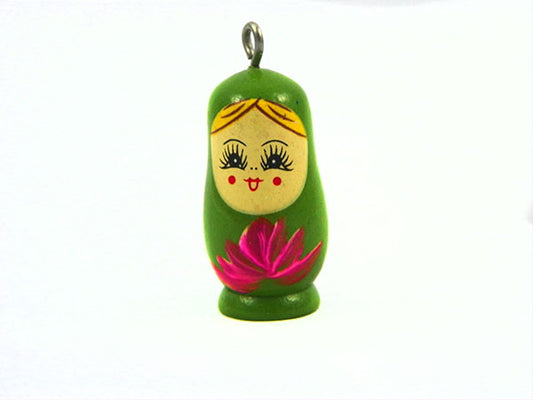 Pendentif poupée Matriochka en bois - Vert - x 1  Ma Boutique de Perles