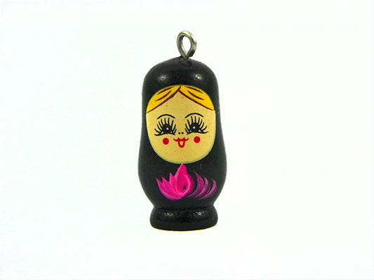 Pendentif poupée Matriochka en bois - Noir - x 1  Ma Boutique de Perles