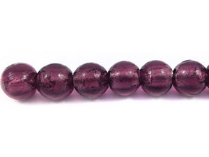 Murano et feuille d'argent- Perles rondes - 10 mm - x 4