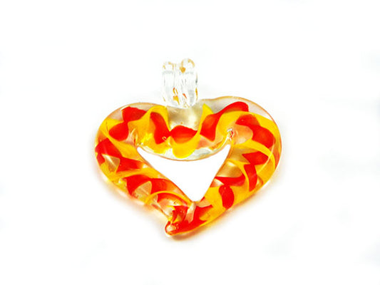 Pendentif coeur Murano - Jaune et rouge - x 1  Ma Boutique de Perles
