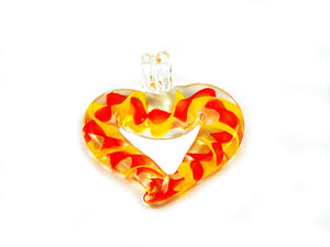 Pendentif coeur Murano - Jaune et rouge - x 1