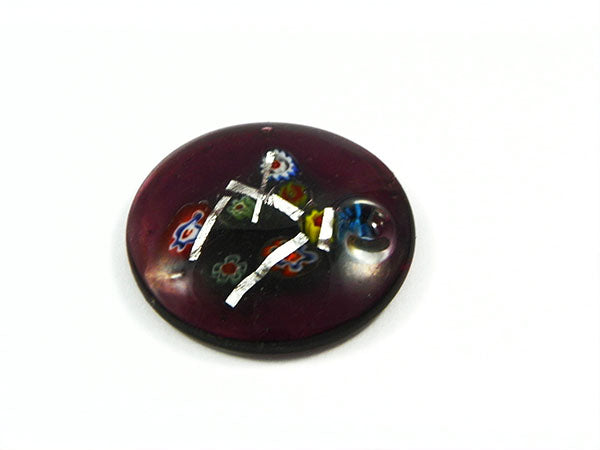 Pendentif Millefiori et feuille d'argent - x 1  Ma Boutique de Perles
