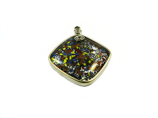 Pendentif Millefiori et sable argenté - x 1  Ma Boutique de Perles