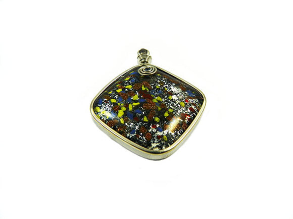 Pendentif Millefiori et sable argenté - x 1