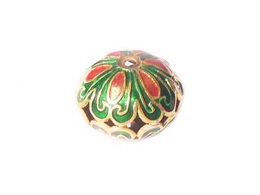 Perle cloisonnée - Vert sapin - x 1  Ma Boutique de Perles