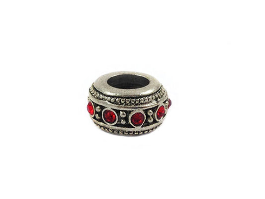 Perle métal grand trou - Argent vieilli et strass turquoises - x 1  Ma Boutique de Perles