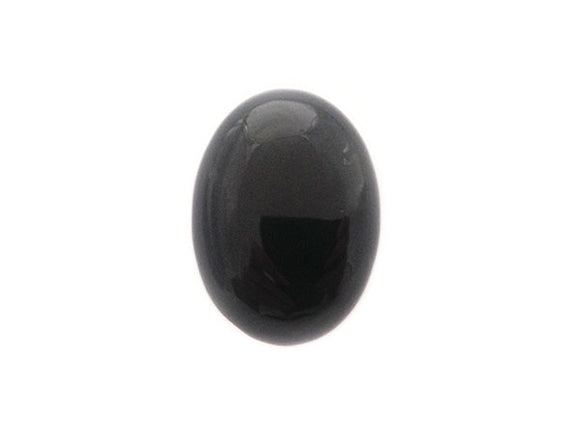 Agate noire naturelle - Cabochon ovale - 40 x 30 mm - x 1