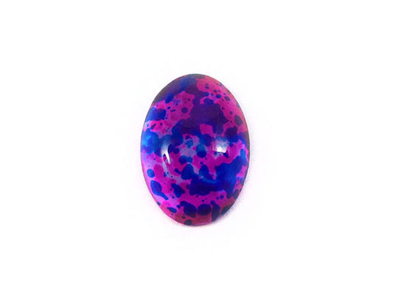 Cabochon ovale en verre peint - 18 x 13 mm - Dominante de violet - x 1