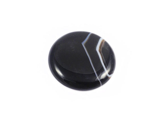 Agate noire naturelle - Cabochon rond - 36 mm - x 1
