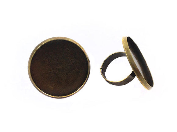 Bague réglable pour cabochon 27 mm - Bronze - x 1