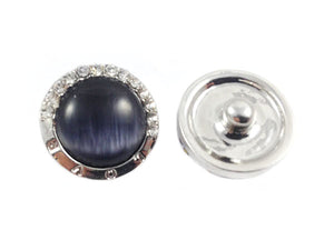 Bouton-pression oeil de chat et strass - 19 mm - x 1