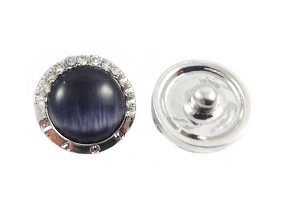 Bouton-pression oeil de chat et strass - 19 mm - x 1