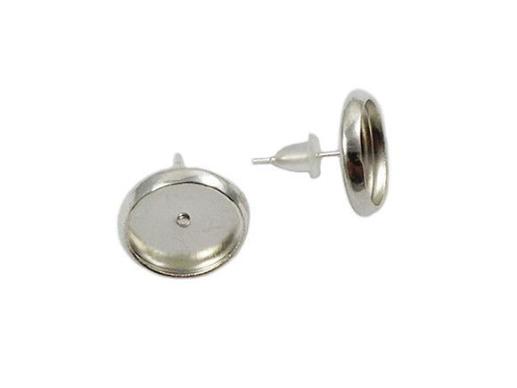 Boucles d'oreilles pour cabochons ronds à fond plat 10 mm - x 2