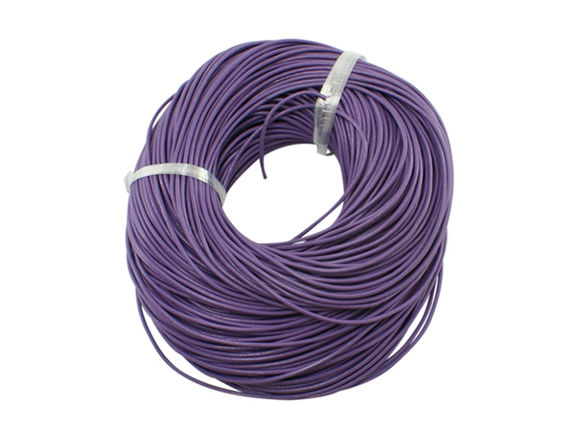 Cordon en cuir rond - Violet - 2 mm - X 2 mètres