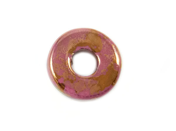 Donut en céramique - 18 mm - Rose irisé - x 1  Ma Boutique de Perles