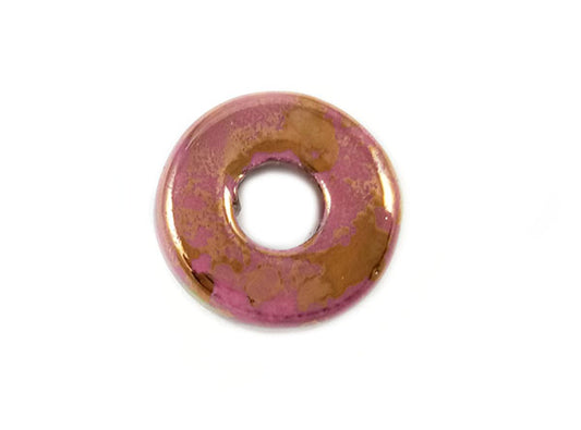 Donut en céramique - 18 mm - Rose irisé - x 1  Ma Boutique de Perles