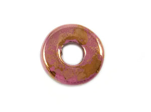 Donut en céramique - 18 mm - Rose irisé - x 1