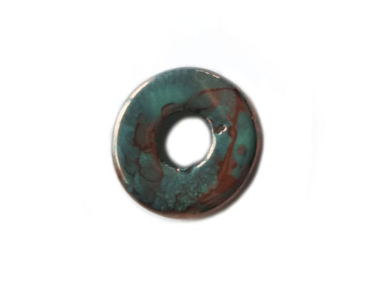 Donut en céramique - 18 mm - Turquoise cuivré - x 1  Ma Boutique de Perles