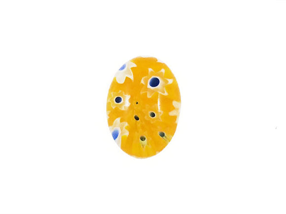 Cabochon ovale en verre Millefiori - 18 x 13 mm - Dominante de jaune - x 1