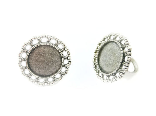 Bague réglable pour cabochon 16 mm - Argenté - x 1  Ma Boutique de Perles
