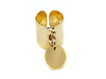 Bague martelée avec estampe - Plaqué Or - x 1  Ma Boutique de Perles